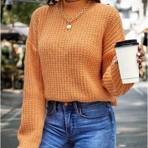 New orange mock neck sweater - Picture 1 of 5